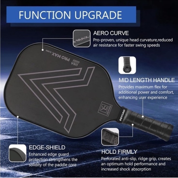YC DGYCASI PRO MAX 16mm Pickleball Paddle USAPA Approved Carbon Fiber & Sleeve - Picture 3 of 12